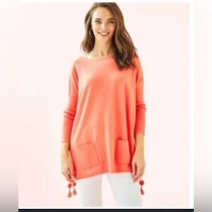 Women's Size Small Lilly Pulitzer Coral Elba Coolmax Oversized Sweater Blouse